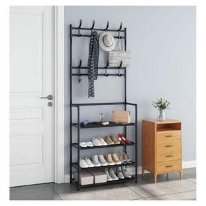 Étagère à chaussures et portemanteau métal - meuble tout - en