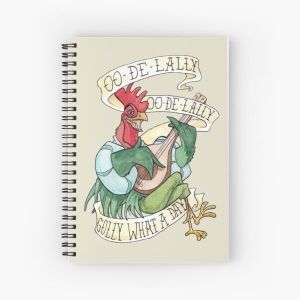 Alan-A-Dale Rooster : OO-De-Lally Golly What A Day Tattoo Watercolor Painting Robin Hood Spiral Notebook Bloc note