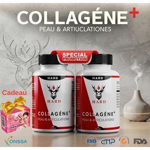 Hardman Pack 2 Collagène de type I et d'acide hyaluronique anti-âge, 30 capsule 500 mg + savon collagène cadeau 