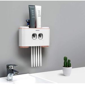 Ecoco Distributeur dentifrice Familial, Ensemble de porte-brosse à dents et gobelet de lavage, Suspension de brosse à dents