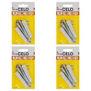 Celo Lot de 4 - Cheville Avec Vis FX 12 - Fixation Robuste Pour Béton et Maçonnerie - Usage Bricolage et Construction - Lot de 2