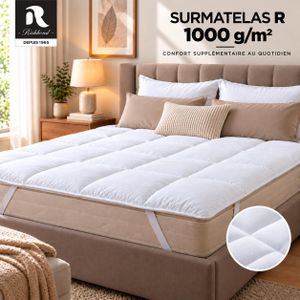 RICHBOND Surmatelas R 180x200 (1000 g/m²) – Confort Et Protection Matelas Avec Fixations Élastiques - Tissu Respirant & Durable - Blanc