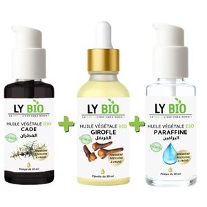 LY BIO PACK HUILE CADE 50ML - POMPE + HUILE GIROFLE 50ML - PIPETTE + HUILE PARAFFINE 50ML - POMPE