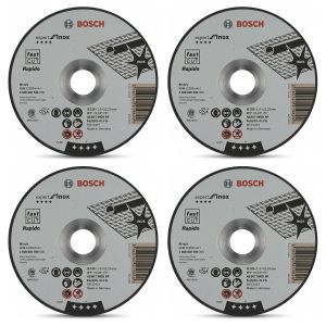 Lot de 4 - Disque à Tronçonner Inox Plat 125mm - Pour Métaux Ferreux et Inox - Usage Professionnel