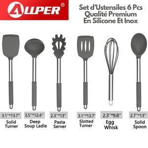 Ensemble d'ustensiles de cuisine antiadhésifs, blanc 11pcs Kit d