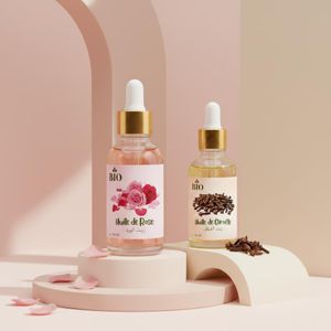 Bio Association Huile rose 50 ml et Huile girofle 30 ml routine beauté naturelle