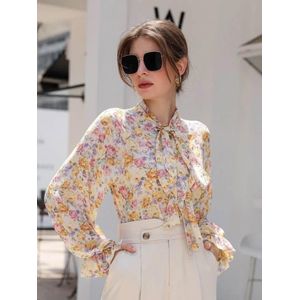 SHEIN Blouse fleurie à noeud 