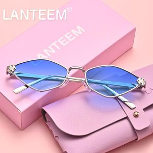 LANTEEM Lunettes de Soleil Femme Œil de Chat – Monture en Alliage avec Étui en Cuir et Boîte Cadeau