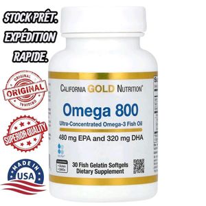 Omega 800 Huile de Poisson Oméga-3 Ultra-Concentrée, Forme Triglycéride KD-Pur 30Capsules de Gélatine 
