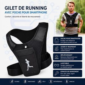 Gilet de Running Léger avec Poche pour Smartphone – Ajustable, Respirant et Réfléchissant
