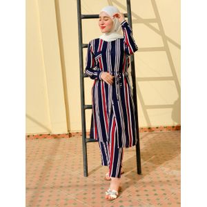 Tropical mango Ensemble tunique et pantalon large rayés - Bleu