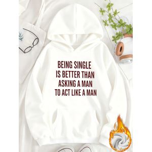 Sweat à capuche doublé pour femme avec poche et imprimé graphique sur le thème de la célibat