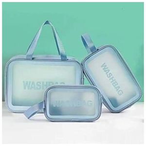 Lot De 3 Trousses De Toilette Transparentes Impermeables Washbag Pochette Voyage Maquillage