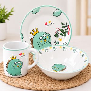 Service vaisselle enfant en porcelaine – 3 pièces – Motif prince