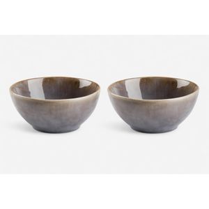 Pack de 2 Bols Gris Ø15xH8cm Faïence Résistants Lave-Vaisselle Design Élégant pour Salades Soupes Céréales