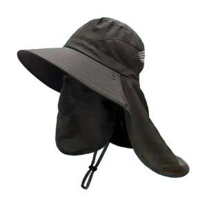 Chapeau de soleil pour homme et femme, protection solaire, masque facial d'été , anti-UV, respirant, à large bord