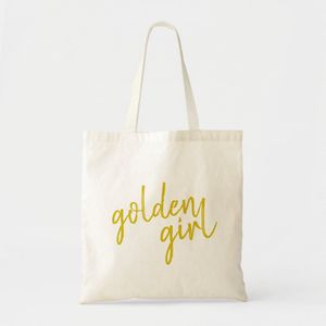 Large tote bag Golden Girl Modern Gold Script Unique, haute qualité