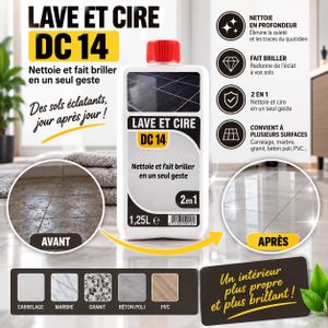 Détergent Cirant Multi Surface Flacon 1.25 Litres Entretien Sols Brillant Protecteur Carrelage Pierre Parquet Stratifié Sol Linoleum Cuisine Salon Boutique Restaurant