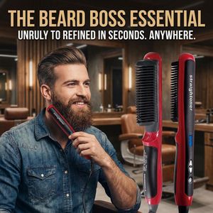 Peigne Lissant Barbe Électrique - Brosse Chauffante Professionnelle pour Barbe et Cheveux - Style Impeccable en Quelques Secondes - Soin et Discipline