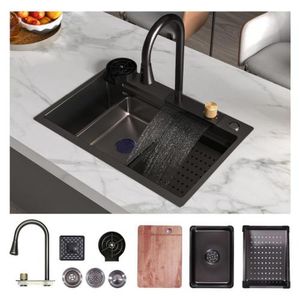 Generic Evier cuisine noir en inox 60X45;Evier lavabo cuisine noir inox à  prix pas cher