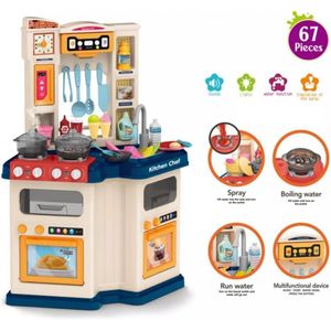 Cuisine Jouet Ludique Rouge et Bleu – Avec Effet Vapeur Réaliste