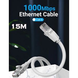 Câble Réseau RJ45 Internet 1000 Mbps Haute Vitesse 15 Mètres CAT 6