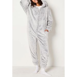Etam Combinaison Pyjama Peluche Pour Femme - Gris Chiné