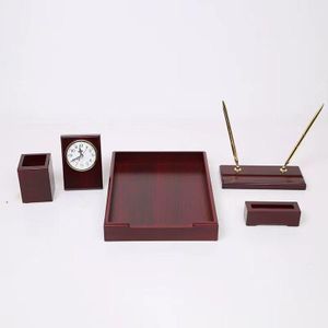 Accessoires de Bureau en Bois avec Horloge – Pour un Bureau Classique