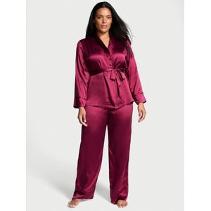 VICTORIA Ensemble pyjama long cache-cœur en satin Dream Rouge Campari