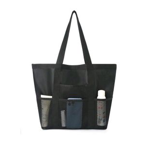 Sac fourre-tout multifonctionnel noir avec poches en filet