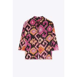 Marwa قميص مطبوع عليه رموز عرقية سوداء