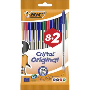 BIC ® STYLO BIC CRISTAL ORIGINAL MEDIUM POCHETTE ASSORTIE DE 8 STYLOS+8 stylo  bic couleur fashion cristal à prix pas cher