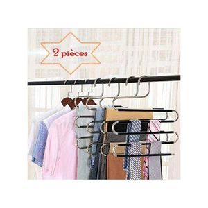 2 Pcs Cintres Pantalon Antidérapant En Acier Inoxydable, Organisateur De Vêtements 5 couches