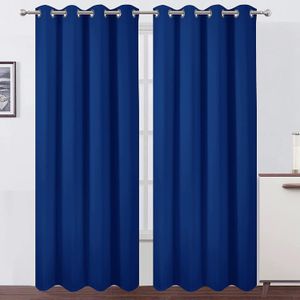 Lot de 2 pieces Rideaux en Velours bleu 140x240 CM x2 piece, Luxurious Doux occultant Rideau à Oeillets, Rideau Thermique Isolant Anti Chaleur Velours pour Chambre, Opaque Rideaux Salon Moderne