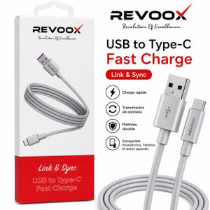 Revoox Câble USB vers Type-C – Fast Charge – Link & Sync – Charge Rapide & Transfert de Données
