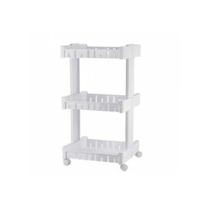 Étagère mobile à 3 niveaux avec roulettes pour organisation en plastique