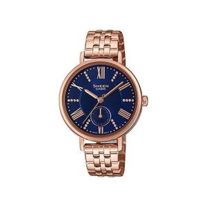 Casio SHE-3066PG-2A - Sheen Collection - Finitions raffinées en or rose et bleu - Cristaux SWAROVSKI - 