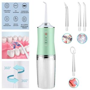 Hydropulseur Manuel à Haute Pression Pour la Maison et le Voyage, Nettoyeur de Dents étanche Hydropulseur Dentaire 3 Modes et 4 Buses, Brosses à dents Water Flosser, irrigateur buccal portable sans fil, hydropulseur puissant et rechargeable pour les dents