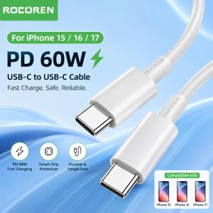 ROCOREN  Cable USB C to Type C 60W PD Pour Iphone 15-16-17  Macbook iPad  USB-C Fast Charging 2 métres