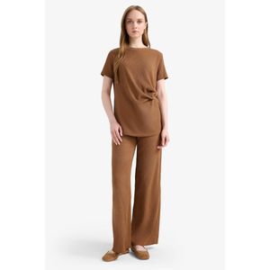Defacto Pantalon en tissu froissé Coupe droite