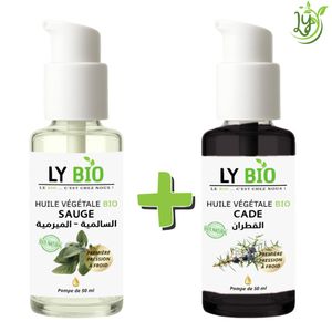 LY BIO عبوة زيت المريمية 50 مل - مضخة + زيت العرعر 50 مل - مضخة