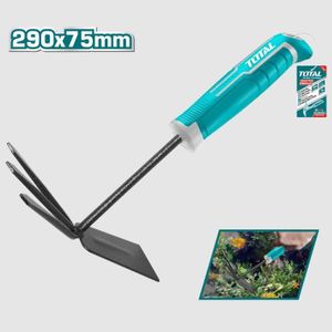 TOTAL Râteau de Jardin Miniature 2-en-1 - Acier au Carbone - 290mm