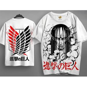BENYAHYA STORE Oversized T-shirt Attack on Titan Teshirt Blanc Anime Manga Japan Eren Fashion Tshirt