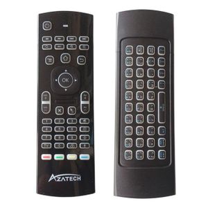 AZATECH Télécommande Air Fly sans fil avec clavier et souris rétroéclairés, compatible Android TV Box, PC Windows, ordinateur portable, HTPC, tablette, Smart TV et projecteur (présentations PPT).
