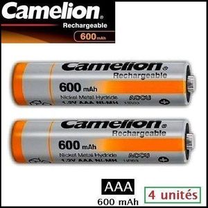 Camelion 4 compartiments rechargeable - petite taille, capacité commutée de 600 mAh
