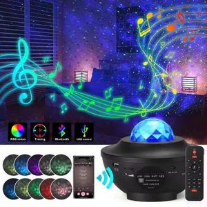 Projecteur LED Étoiles et Galaxie avec Haut-Parleur Bluetooth, 16 Effets Lumineux, Projecteur Aurores Boréales avec Télécommande, Veilleuse Décoration Chambre
