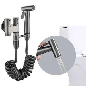 robinet de salle de bain, double valve de commande 1 en 2 sorties, pulvérisateur de bidet portatif pour toilettes