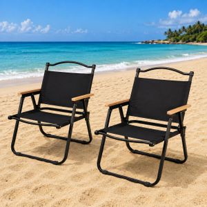Pack 2 Chaises Pliantes Camping & Plage Noires