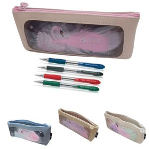 Trousse à Crayons Scolaire Transparente, Étui de Rangement Fournitures et Papeterie