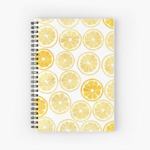 Yellow Watercolor Lemon Slices Pattern Spiral Notebook Bloc note
